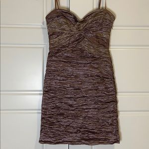 BCBG mauve cocktail prom strapless dress rouching